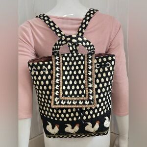 Vera Bradley Chanticleer Chicken and Eggs Backpack Retired Print